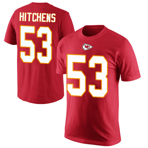 Men Kansas City Chiefs #53 Hitchens Anthony Red Rush Pride Name and Number NFL T Shirt